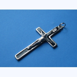 Krzyż metalowy srebrno-czarny 10 cm+pudełko - 50%